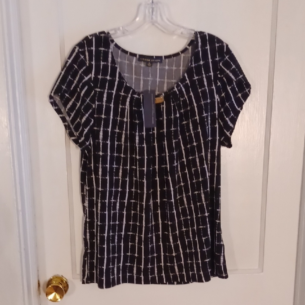 Black and White Grid Pattern Top Size Xlarge